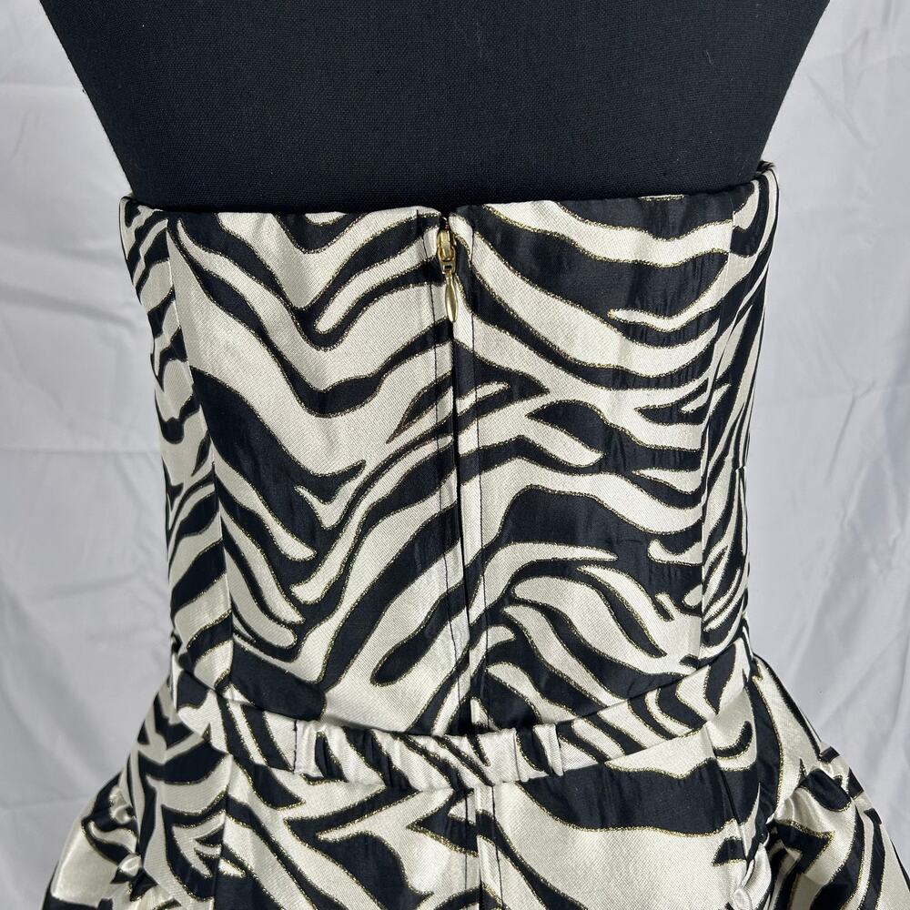 Lilly Pulitzer Akela Strapless Jacquard Dress - Black Zebra Print - Size 8 - Picture 5 of 8